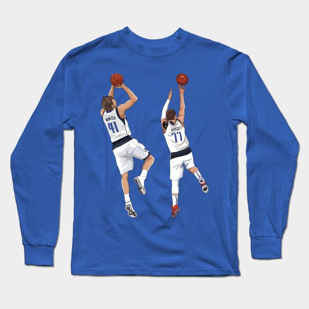 Luka Doncic x Dirk Nowitzki Long Sleeve T-Shirt by xavierjfong